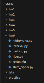 CS149 folder in VS Code