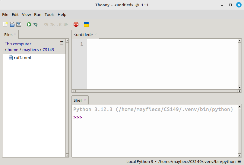 Screenshot of Thonny's files