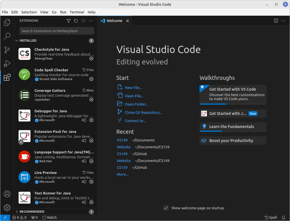 VS Code extensions screenshot