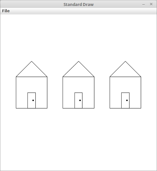 drawing with three houses