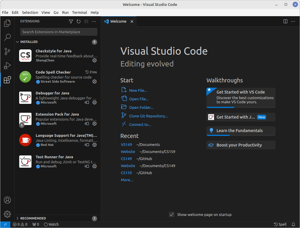 VS Code extensions screenshot