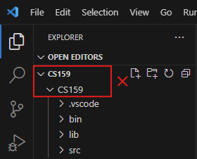 Screenshot of CS159 folder inside of CS159 folder
