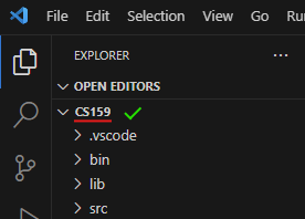 Screenshot of CS159 folder in VS Code
