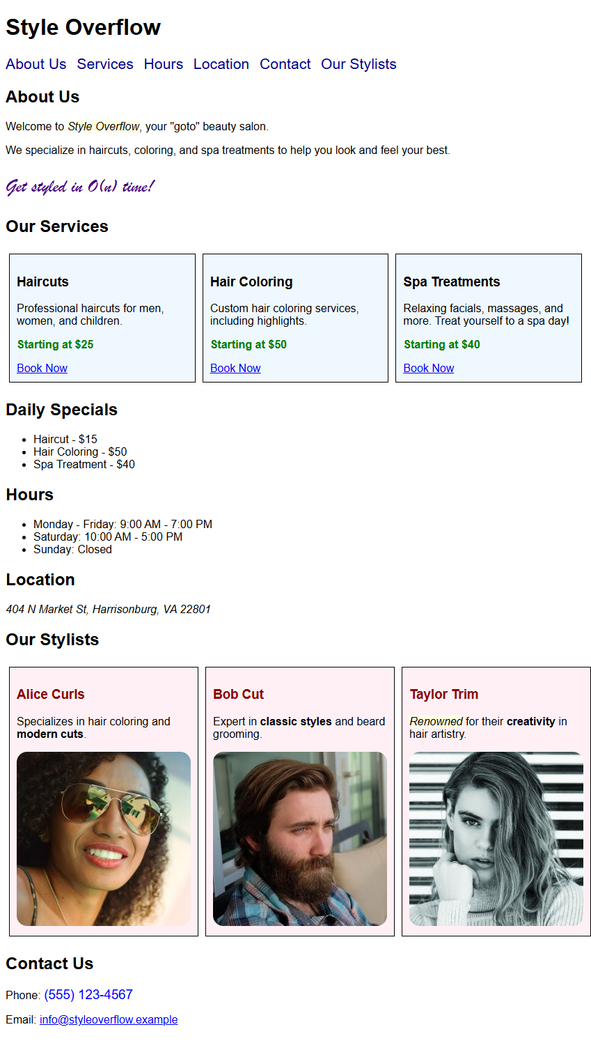 Styled page example