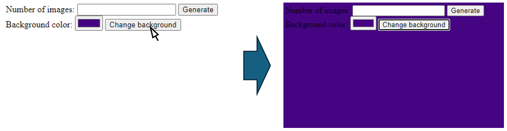 Selecting a background color and clicking change updates the page background