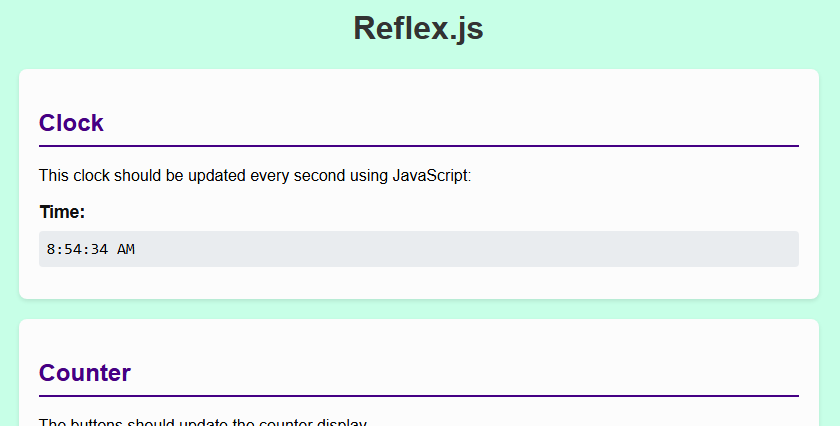 Example of Reflex clock and counter