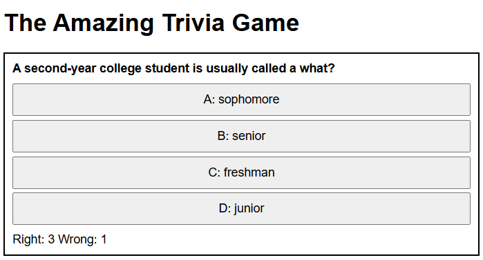 Finished trivia game
