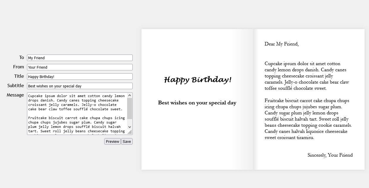 Screenshot of finished application
