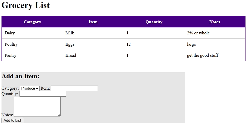 form with category dropdown