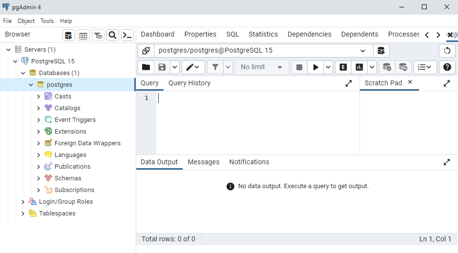 pgAdmin query tool screenshot
