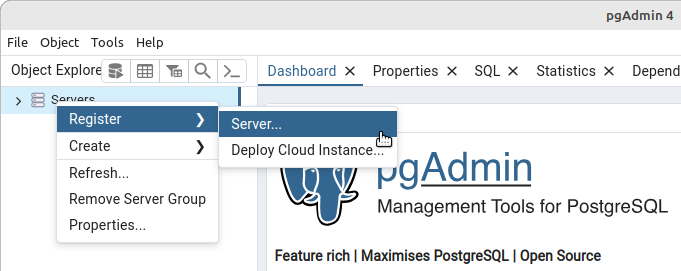 screenshot of register server menu