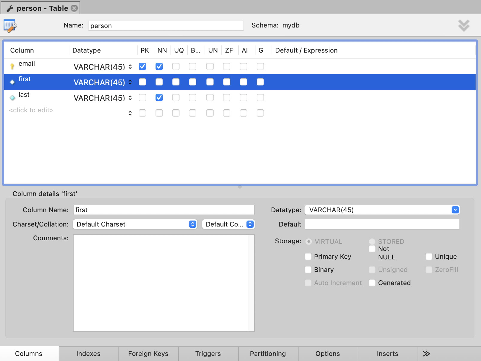 Adding columns to a table