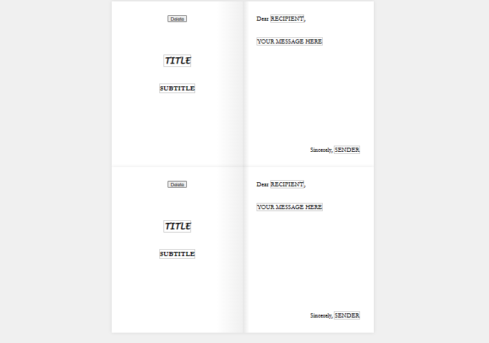 Screenshot with two cards