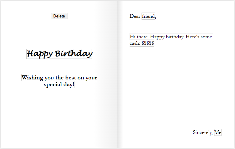 Screenshot of finished application